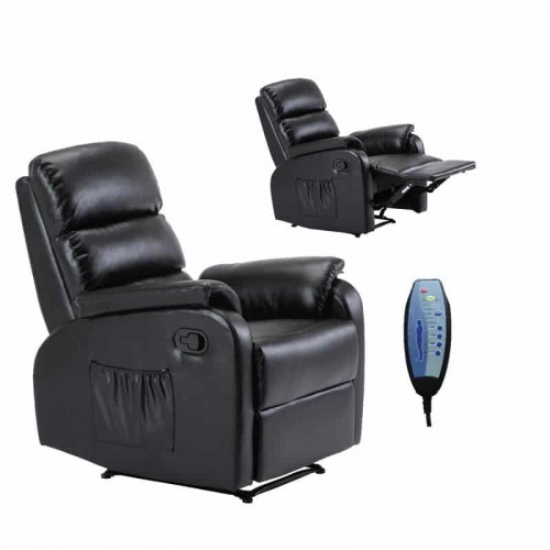 COMFORT Massage Πολυθρόνα Relax, Σαλονιού - Καθιστικού, PU Μαύρο 74x90x98cm Woodwell Ε9733,2