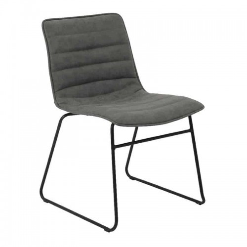 CONNEL Καρέκλα Τρπαεζαρίας Μέταλλο Βαφή Μαύρο, PU Vintage Grey 46x57x77cm Woodwell ΕΜ776,1