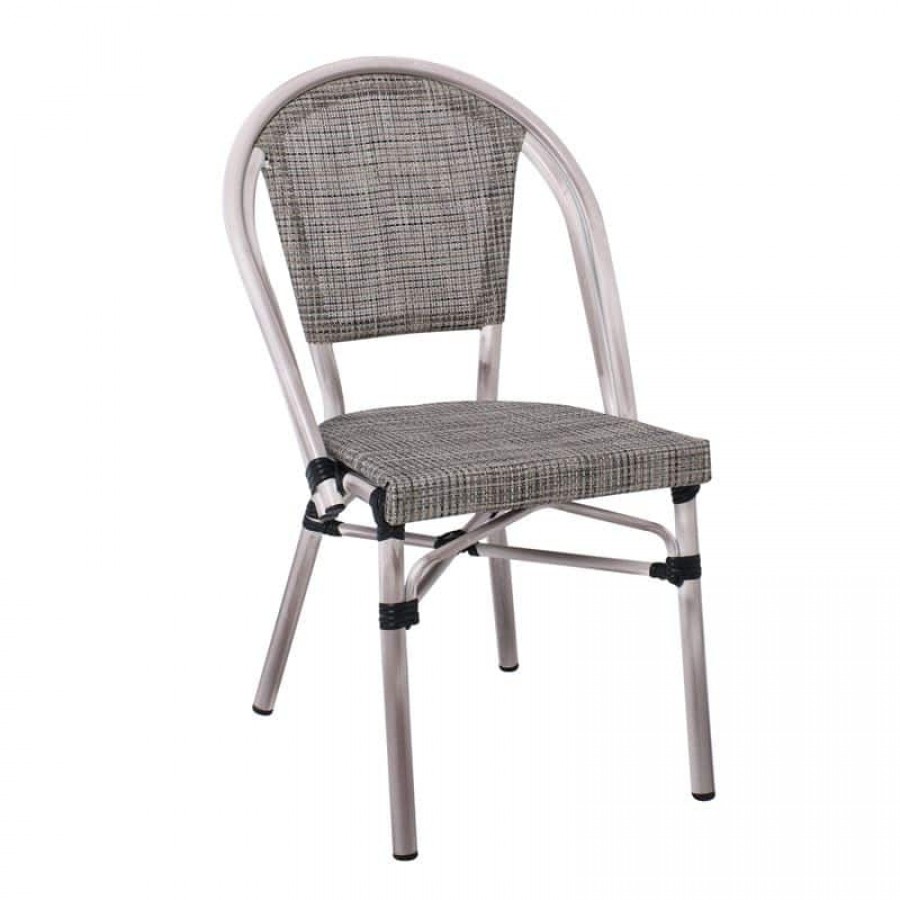 COSTA Καρέκλα Dining Αλουμινίου, Απόχρωση Antique Grey -Textilene Μπεζ 50x55x85cm Woodwell Ε288,1 Καρεκλες- Πολυθρόνες Κήπου