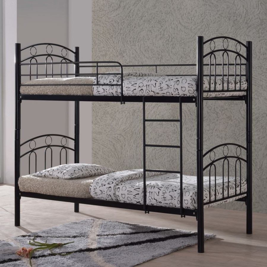 DECKER Κρεβάτι Κουκέτα Μέταλλο Βαφή Μαύρο 98x210x176(Στρώμα 90x200)cm Woodwell Ε8046 Επιπλά Παιδικά - Βρεφικά