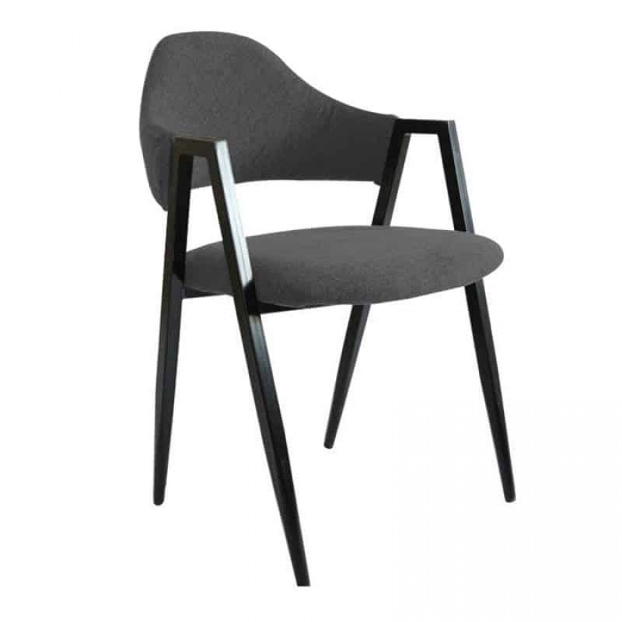 DELTA Πολυθρόνα Μέταλλο Βαφή Μαύρο, Ύφασμα Γκρι 50x55x80cm Woodwell ΕΜ130,1 Καρέκλες