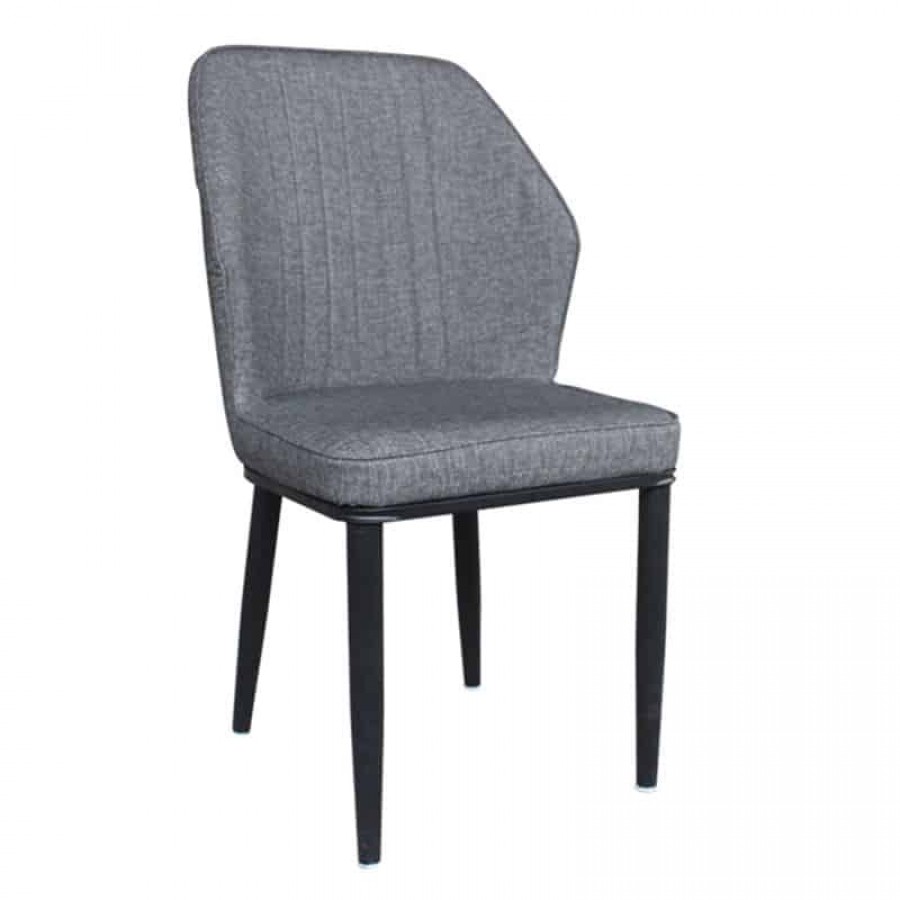 DELUX Καρέκλα Μέταλλο Βαφή Μαύρο, Linen PU Ανθρακί 49x51x89cm Woodwell ΕΜ156,1 Καρέκλες