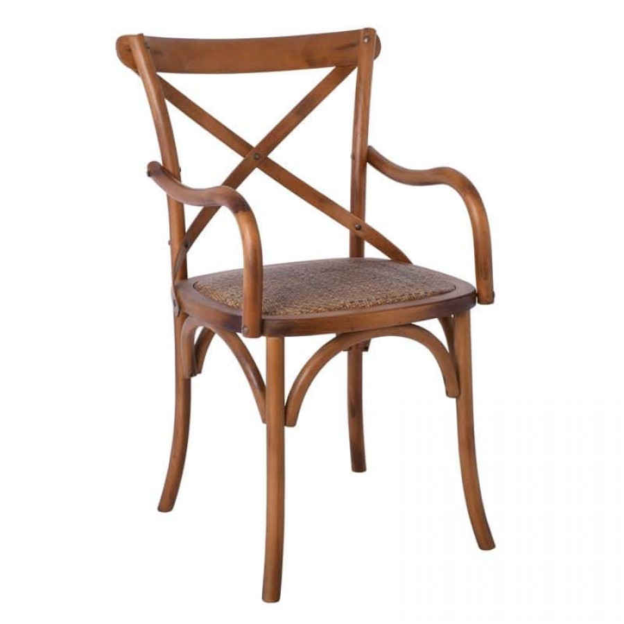 DESTINY Πολυθρόνα Οξυά Καρυδί - Κάθισμα Ψάθα 55x60x89cm Woodwell Ε7021,2 Καρέκλες