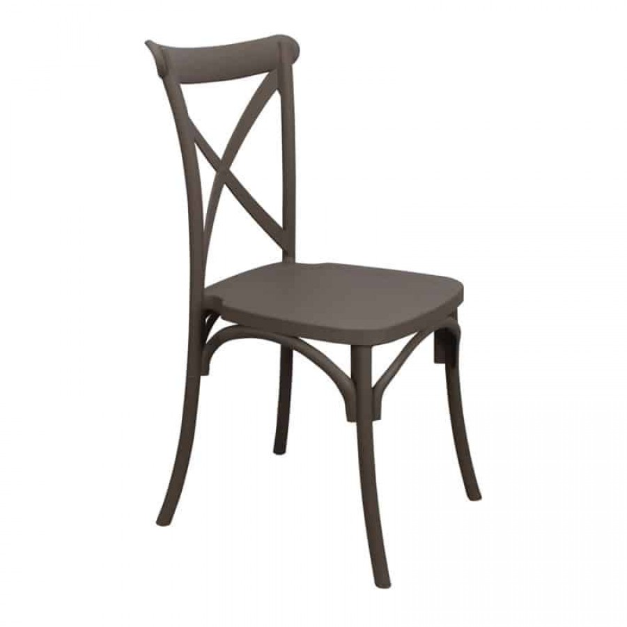 DESTINY Καρέκλα Πολυπροπυλένιο (PP), Απόχρωση Καφέ Mocha, Στοιβαζόμενη 48x55x91cm Woodwell Ε377,3 Καθίσματα