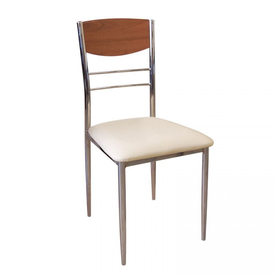 DINO Καρέκλα Tραπεζαρίας Κουζίνας, Μέταλλο Χρώμιο Κερασί, Pvc Εκρού 42x51x90cm Woodwell ΕΜ919,3 Καρέκλες