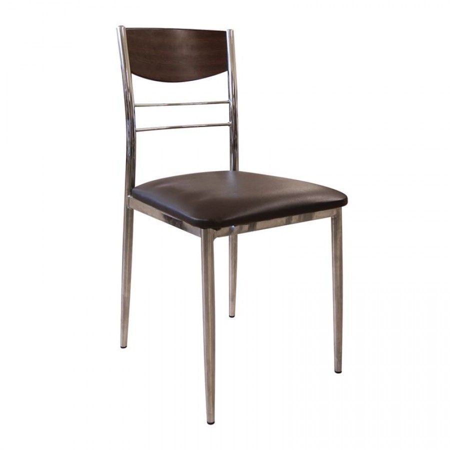 DINO Καρέκλα Tραπεζαρίας Κουζίνας, Μέταλλο Χρώμιο Σκούρο Καρυδί, PVC Καφέ 42x51x90cm Woodwell ΕΜ919,2 Καρέκλες