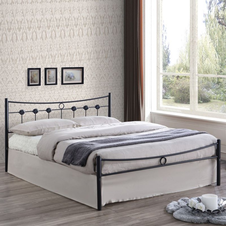DUGAN Κρεβάτι Διπλό, για Στρώμα 150x200cm, Μέταλλο Βαφή Μαύρο 156x205x83cm Woodwell Ε8069 Κρεβάτια