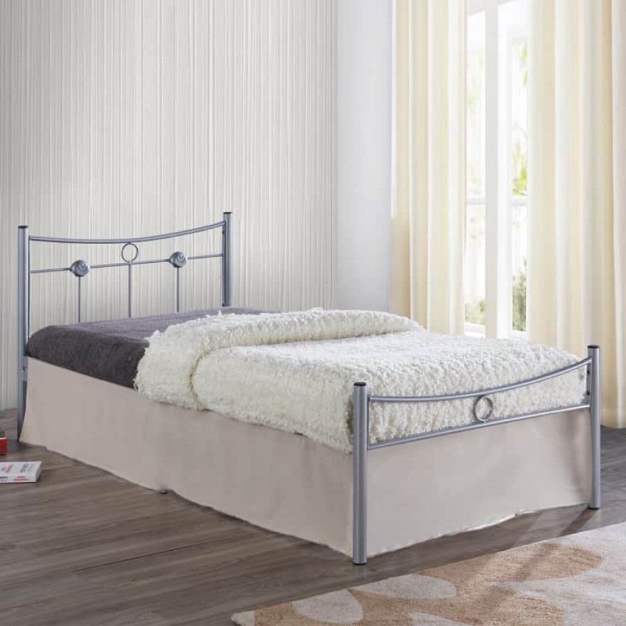 DUGAN Κρεβάτι Μονό, για Στρώμα 90x200cm, Μέταλλο Βαφή Silver 96x205x83cm Woodwell Ε8068,1 Κρεβάτια