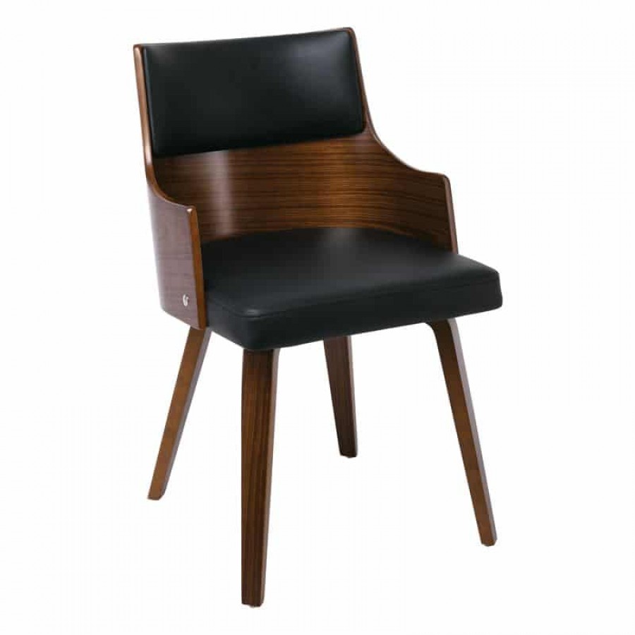 EMERSON Πολυθρόνα Καρυδί - Pu Μαύρο 48x53x79cm Woodwell Ε7513,1 Καρέκλες