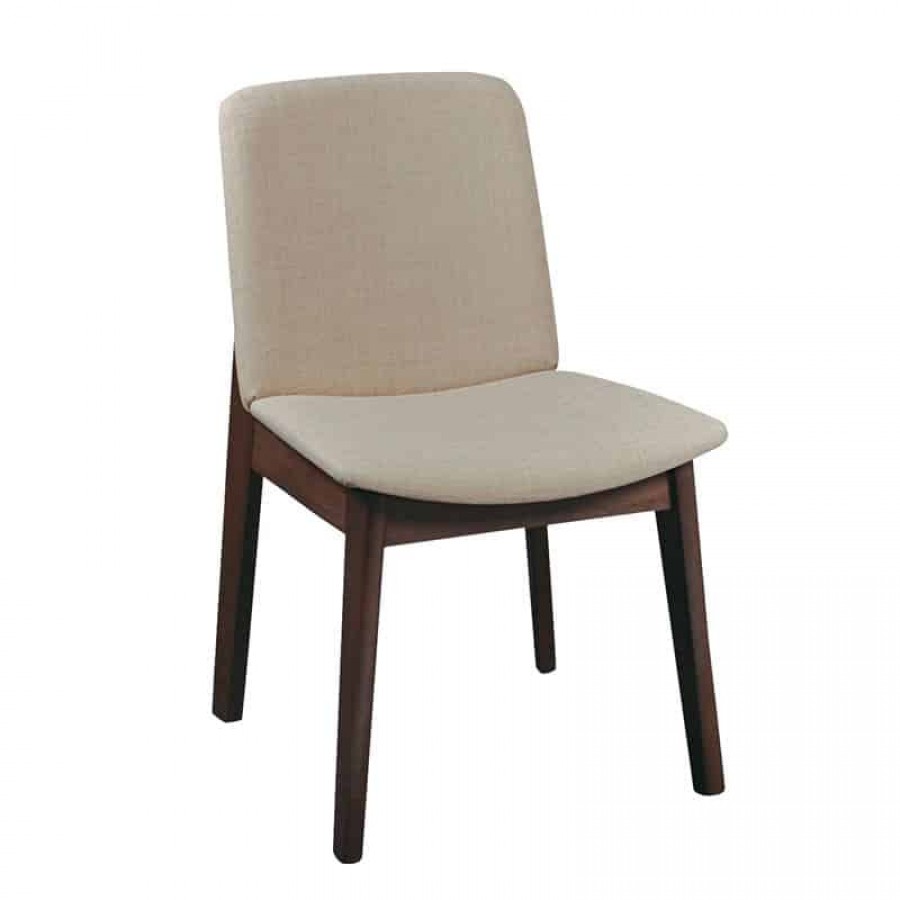EMMA Καρέκλα Τραπεζαρίας Οξυά Καρυδί, Ύφασμα Μπεζ 49x57x83cm Woodwell Ε7872,4 Καρέκλες