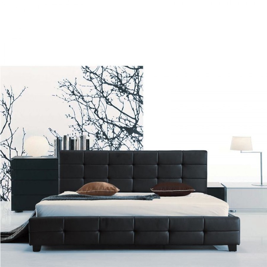 FIDEL Κρεβάτι Διπλό για Στρώμα 160x200cm, PU Μαύρο 168x215x107cm Woodwell Ε8053 Κρεβάτια