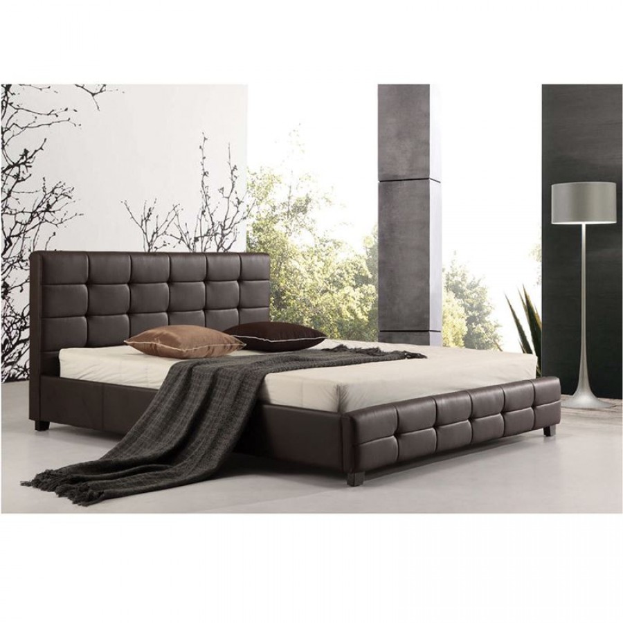 FIDEL Κρεβάτι Διπλό για Στρώμα 160x200cm, PU Σκούρο Καφέ 168x215x107cm Woodwell Ε8053,2 Κρεβάτια