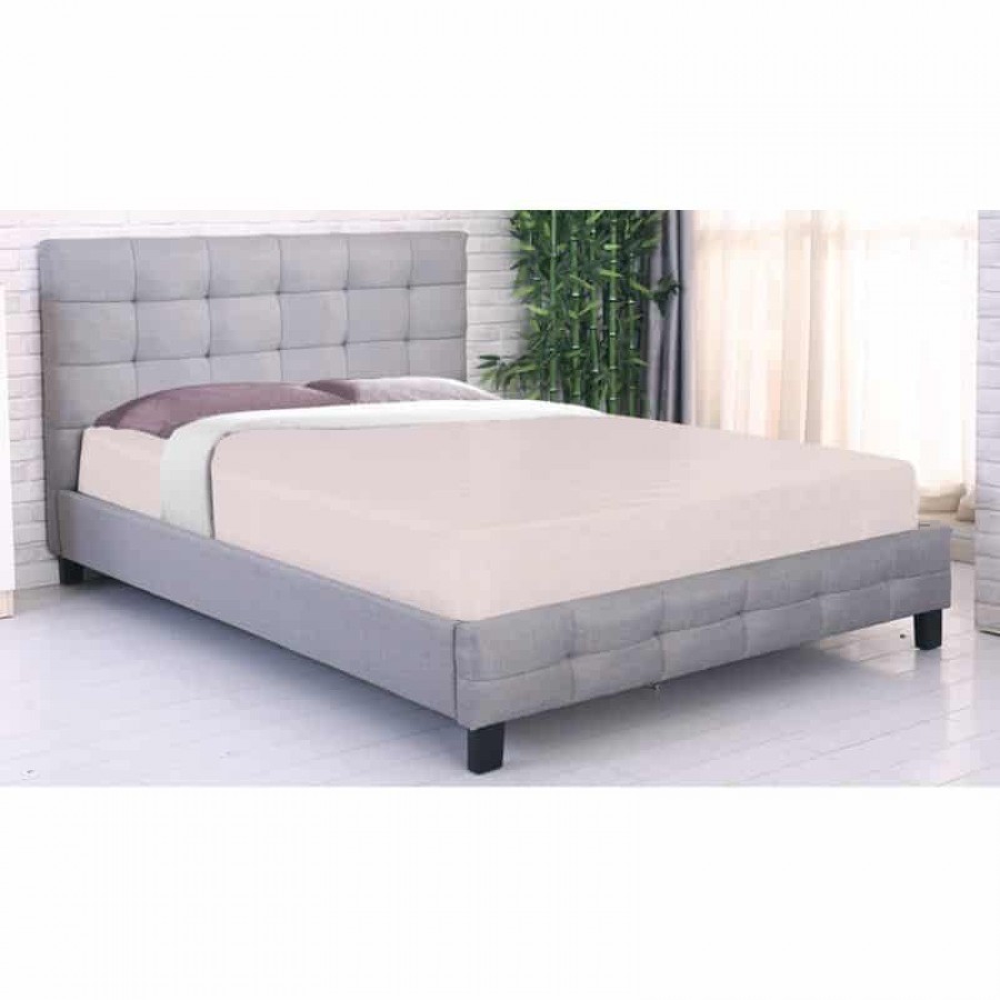FIDEL Κρεβάτι Διπλό για Στρώμα 160x200cm, Ύφασμα Γκρι 168x215x107cm Woodwell Ε8053,4 Κρεβάτια