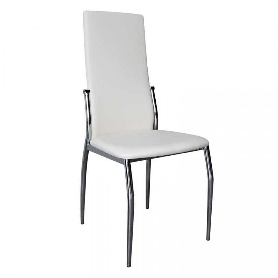 FRESH Καρέκλα Τραπεζαρίας Κουζίνας Μέταλλο Χρώμιο, Pvc Εκρού 45x52x100cm Woodwell ΕΜ903,02 Καρέκλες
