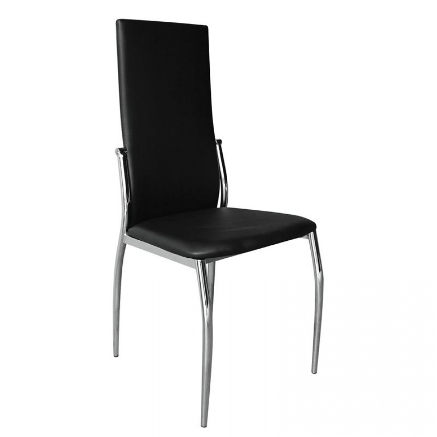 FRESH Καρέκλα Τραπεζαρίας Κουζίνας Μέταλλο Χρώμιο, Pvc Μαύρο 45x52x100cm Woodwell ΕΜ903,01 Καρέκλες