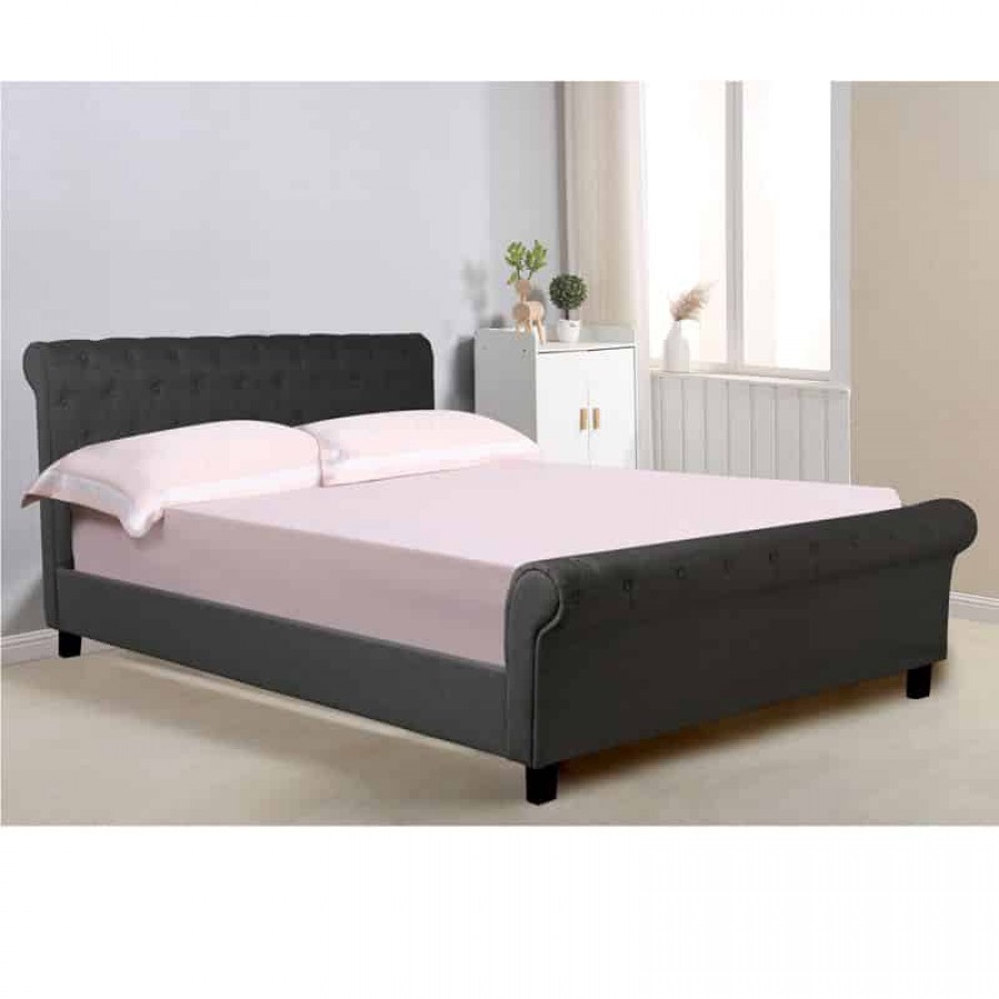 HARMONY Κρεβάτι Διπλό για Στρώμα 160x200cm, Ύφασμα Ανθρακί 169x240x104cm Woodwell Ε8052,5 Κρεβάτια