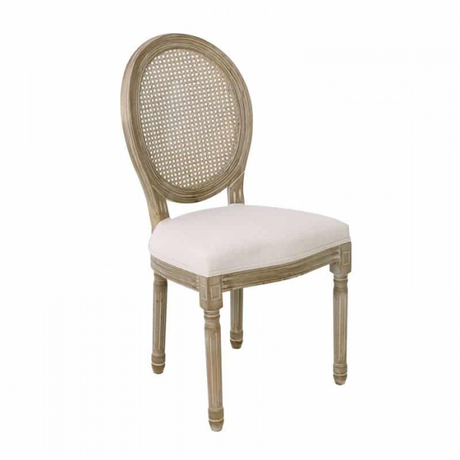 JAMESON Καρέκλα με Ψάθα Τραπεζαρίας - Σαλονιού, Decape Ύφασμα Εκρού 49x45x97cm Woodwell Ε754,1 Καρέκλες