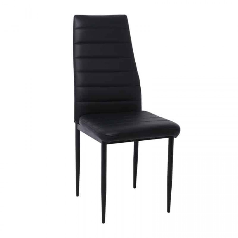 JETTA Καρέκλα Tραπεζαρίας Κουζίνας, Μέταλλο Βαφή Μαύρο Pvc Μαύρο 40x50x95cm Woodwell ΕΜ966Β,34 Καρέκλες