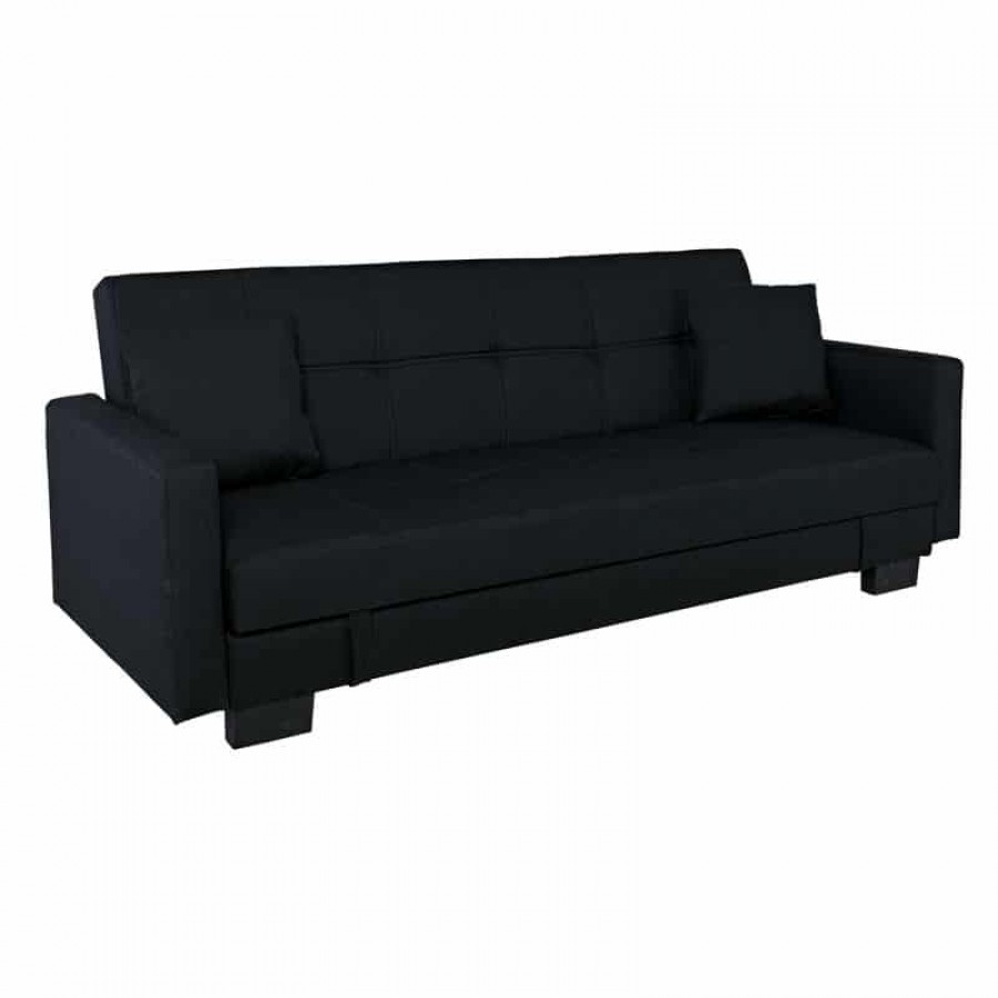 KELSO Καναπές - Κρεβάτι με Αποθηκευτικό Χώρο, 3Θέσιος, Ύφασμα Μαύρο 197x81x80cm Bed:105x176x38cm Woodwell Ε9928,5 Καναπέδες