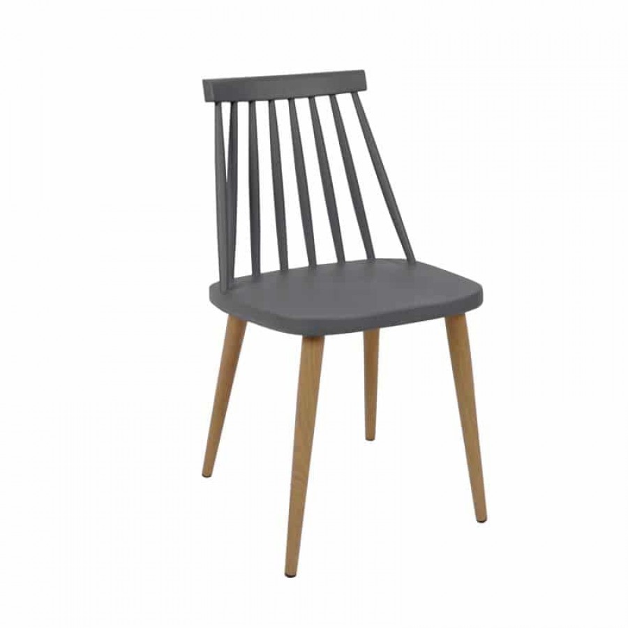 LAVIDA Καρέκλα Τραπεζαρίας Κουζίνας, Μέταλλο Βαφή Φυσικό PP Ανθρακί 43x48x77cm Woodwell ΕΜ139,4 Καρέκλες