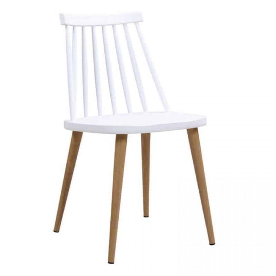 LAVIDA Καρέκλα Τραπεζαρίας Κουζίνας, Μέταλλο Βαφή Φυσικό PP Άσπρο 43x48x77cm Woodwell ΕΜ139,1 Καρέκλες