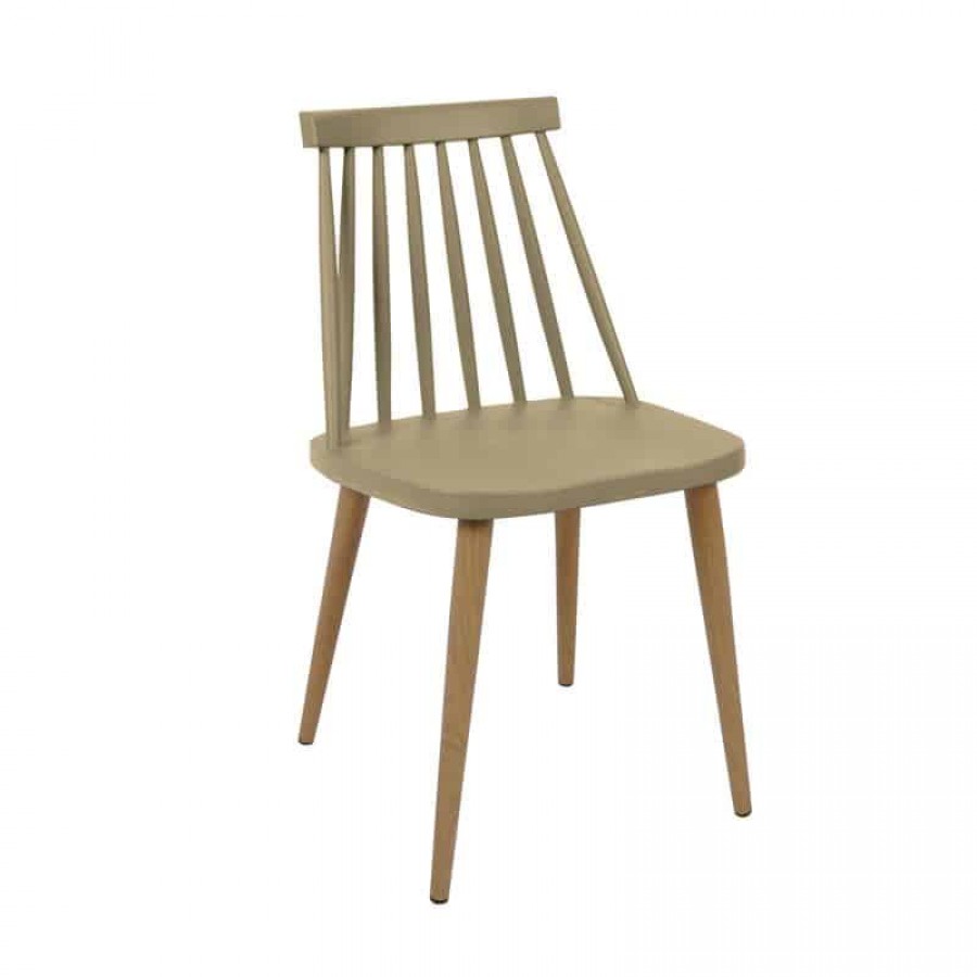 LAVIDA Καρέκλα Τραπεζαρίας Κουζίνας, Μέταλλο Βαφή Φυσικό PP Tortora 43x48x77cm Woodwell ΕΜ139,91 Καρέκλες