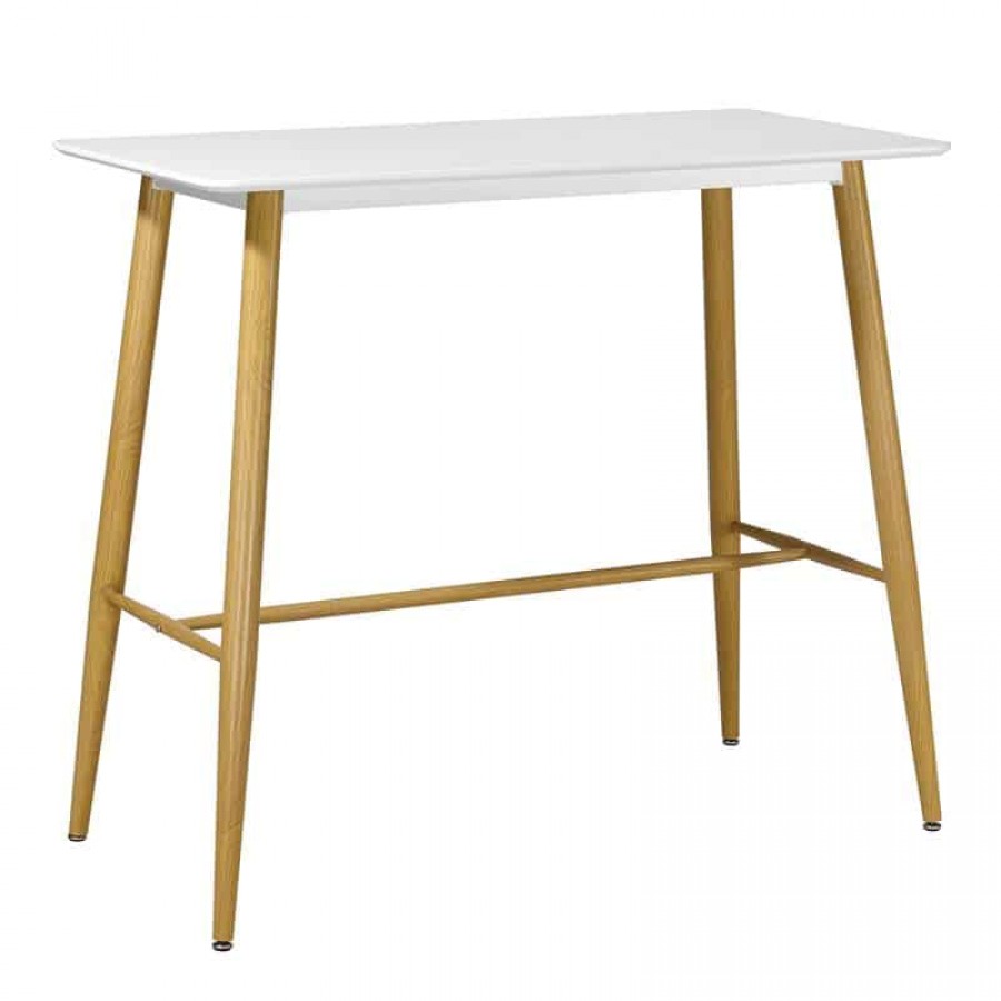 LAVIDA Τραπέζι BAR Μέταλλο Βαφή Φυσικό, Άσπρο MDF 120x60x106cm Woodwell ΕΜ154,1 BAR Τραπέζια & Σκαμπώ