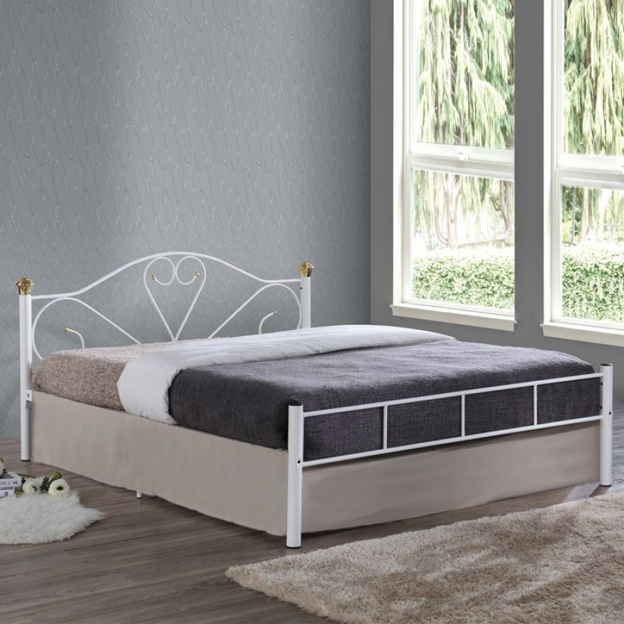 LAZAR Κρεβάτι Διπλό, για Στρώμα 150x200cm, Μέταλλο Βαφή Άσπρο 158x210x95cm Woodwell Ε8066,1 Κρεβάτια