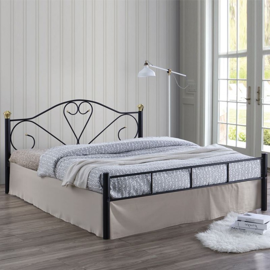 LAZAR Κρεβάτι Διπλό, για Στρώμα 150x200cm, Μέταλλο Βαφή Μαύρο 158x210x95cm Woodwell Ε8066 Κρεβάτια