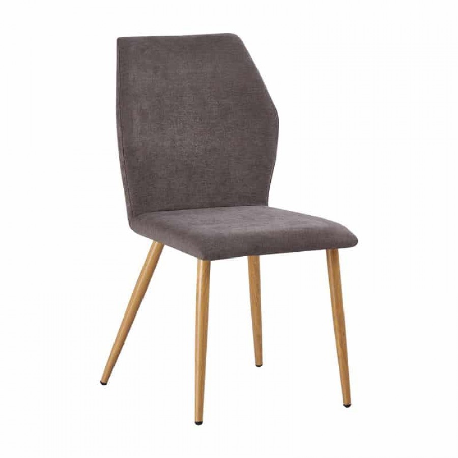 LETO Καρέκλα Τραπεζαρίας Κουζίνας, Μέταλλο Βαφή Φυσικό, Ύφασμα Grey Brown 49x59x90cm Woodwell ΕΜ772,3 Καρέκλες