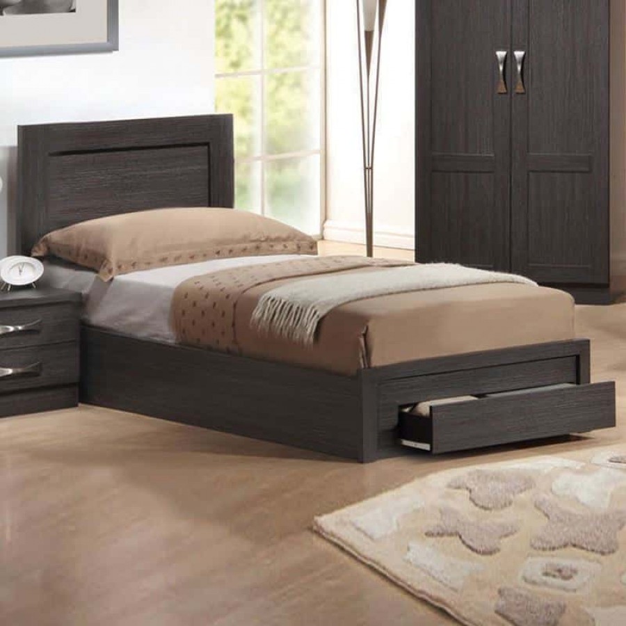 LIFE Κρεβάτι Ημίδιπλο με Συρτάρι, για Στρώμα 110x200cm, Απόχρωση Zebrano 118x207x93cm Woodwell ΕΜ3632 Κρεβάτια