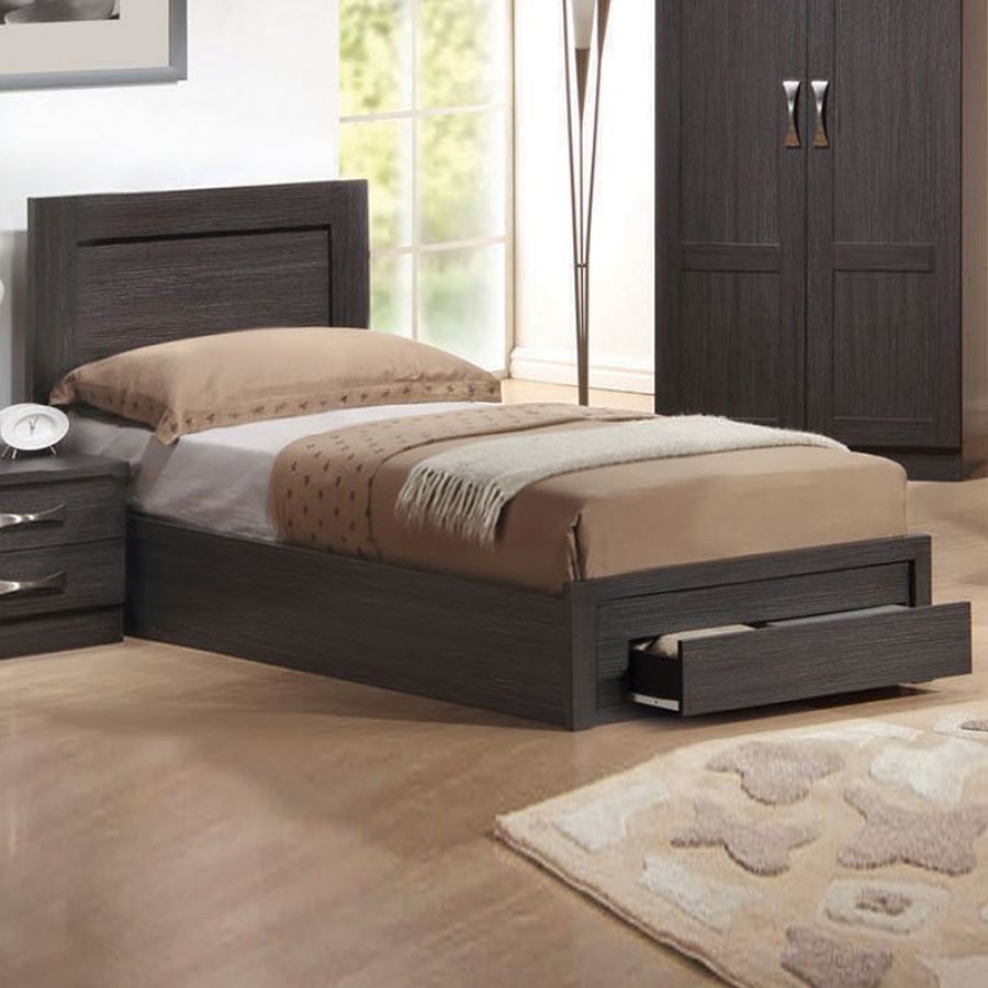 LIFE Κρεβάτι Μονό με Συρτάρι, για Στρώμα 90x190cm, Απόχρωση Zebrano 99x196x93cm Woodwell ΕΜ3635 Κρεβάτια