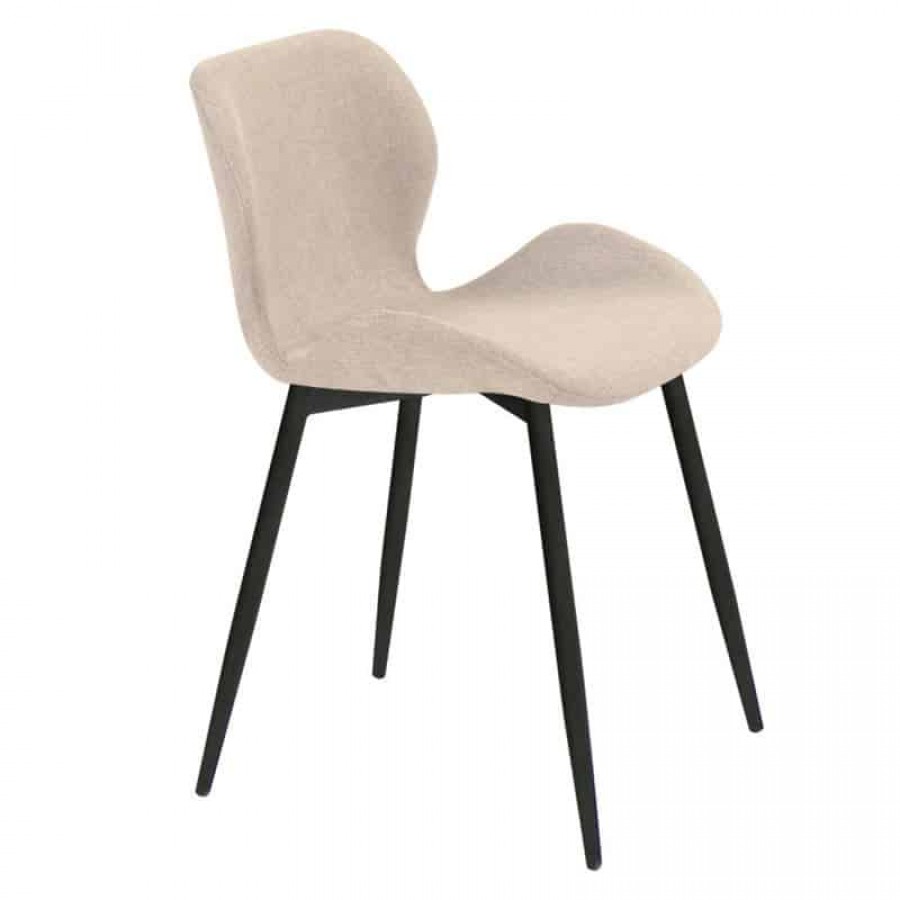 LILIAN Καρέκλα Τραπεζαρίας Μέταλλο Βαφή Μαύρο, Ύφασμα Sand 46x50x80cm Woodwell ΕΜ766,5Μ Καρέκλες