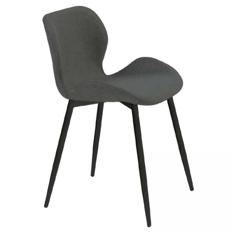 LILIAN Καρέκλα Τραπεζαρίας Μέταλλο Βαφή Μαύρο, Ύφασμα Σκούρο Γκρι 46x50x80cm Woodwell ΕΜ766,4Μ Καρέκλες
