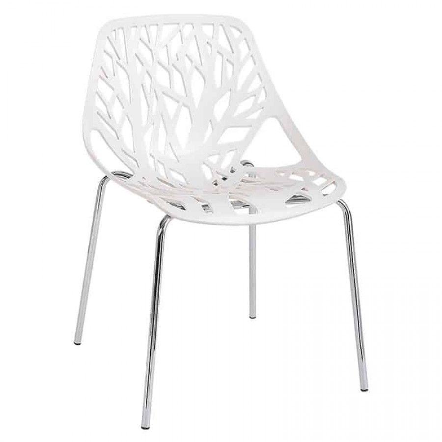 LINEA Καρέκλα Tραπεζαρίας Κουζίνας, Μέταλλο Χρώμιο Πολυπροπυλένιο Άσπρο 54x51x81cm Woodwell ΕΜ120,1W Καρέκλες
