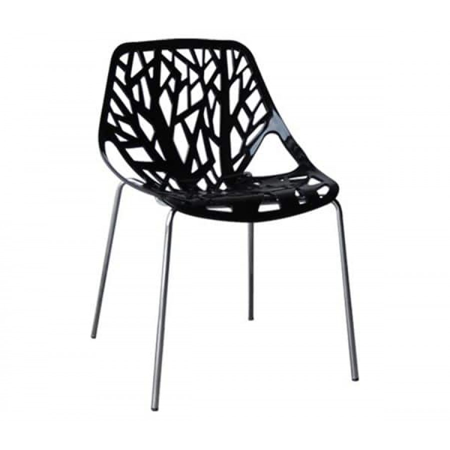 LINEA Καρέκλα Tραπεζαρίας Κουζίνας, Μέταλλο Χρώμιο Πολυπροπυλένιο Μαύρο 54x51x81cm Woodwell ΕΜ120,2W Καρέκλες