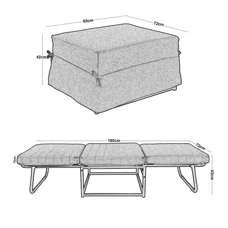 LOGAN Σκαμπό - Κρεβάτι Σαλονιού - Καθιστικού, Στρώμα 7cm, Ύφασμα Εκρού 72x65x42cm Bed:72x180x42cm Woodwell Ε9597,40 Καναπέδες