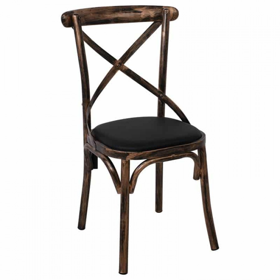 MARLIN Καρέκλα Μέταλλο Βαφή Black Gold, PU Μαύρο 52x46x91cm Woodwell Ε5147 Καρέκλες
