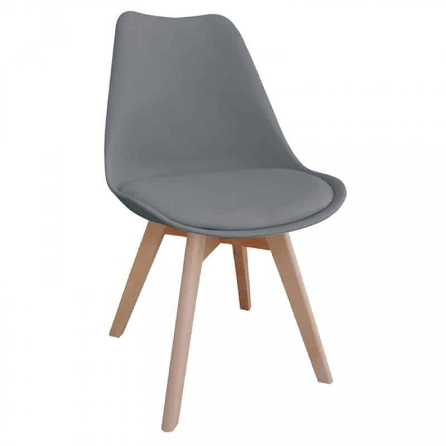 MARTIN Καρέκλα Ξύλο, PP Γκρι Μονταρισμένη Ταπετσαρία 49x57x82cm Woodwell ΕΜ136,44 Καρέκλες