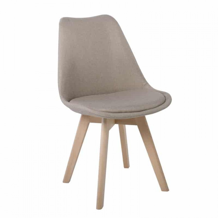 MARTIN Καρέκλα Οξιά Φυσικό, Ύφασμα Μπεζ, Αμοντάριστη Ταπετσαρία 49x57x82cm Woodwell ΕΜ136,94F Καρέκλες