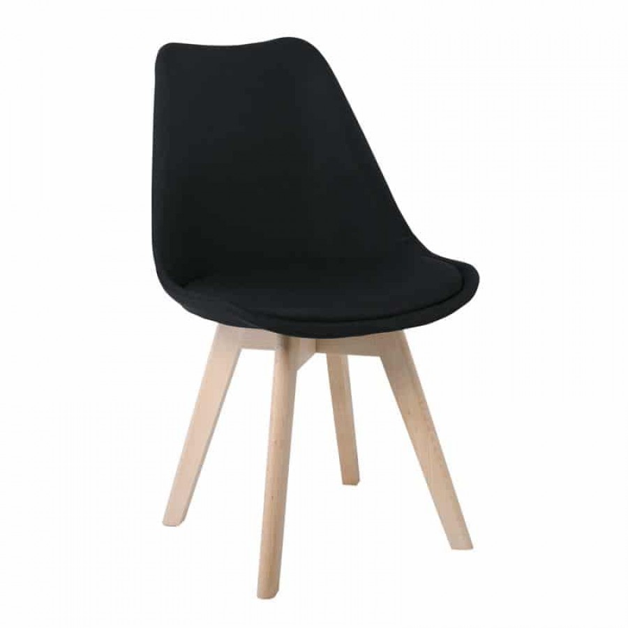 MARTIN Καρέκλα Οξιά Φυσικό, Ύφασμα Μαύρο, Αμοντάριστη Ταπετσαρία 49x57x82cm Woodwell ΕΜ136,24F Καρέκλες
