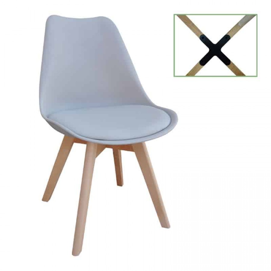 MARTIN Kαρέκλα Metal Cross Ξύλο, PP Γκρι, Μονταρισμένη Ταπετσαρία 49x56x82cm Woodwell ΕΜ136,40 Καρέκλες