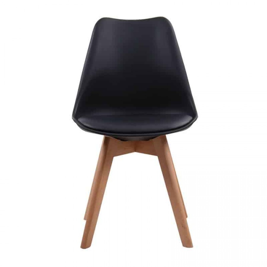 MARTIN Καρέκλα Ξύλο, PP Μαύρο Μονταρισμένη Ταπετσαρία 49x57x82cm Woodwell ΕΜ136,24 Καρέκλες