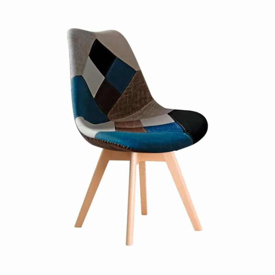 MARTIN Kαρέκλα Ξύλο PP, Ύφασμα Patchwork Blue 49x57x82cm Woodwell ΕΜ136,83 Καρέκλες