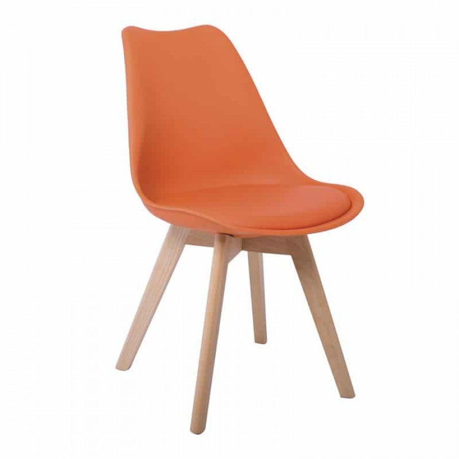 MARTIN Καρέκλα Ξύλο, PP Πορτοκαλί Μονταρισμένη Ταπετσαρία 49x57x82cm Woodwell ΕΜ136,74 Καρέκλες