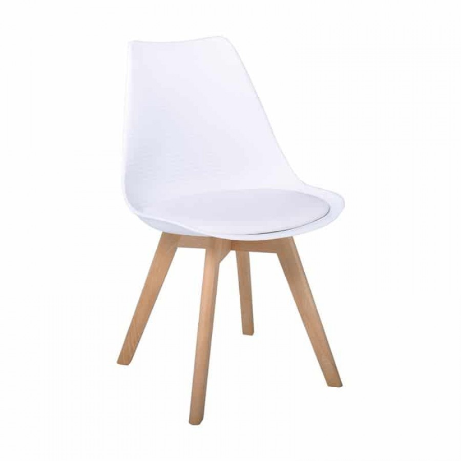 MARTIN STRIPE Καρέκλα Ξύλινο Πόδι, PP Άσπρο 49x56x82cm Woodwell ΕΜ136,14S Καρέκλες