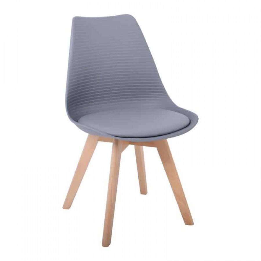 MARTIN STRIPE Καρέκλα Ξύλινο Πόδι, PP Γκρι 49x56x82cm Woodwell ΕΜ136,44S Καρέκλες