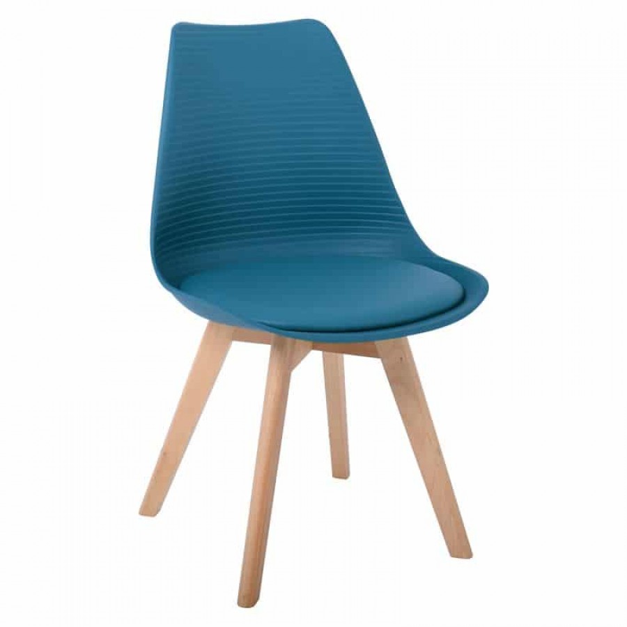  MARTIN STRIPE Καρέκλα Ξύλινο Πόδι, PP Petrol 49x56x82cm Woodwell ΕΜ136,03S Καρέκλες