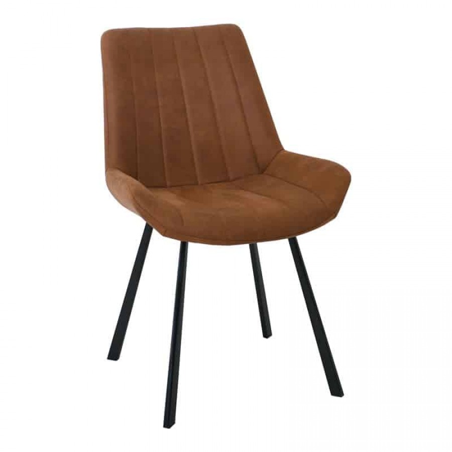 MATT Καρέκλα Tραπεζαρίας Μέταλλο Βαφή Μαύρο, Ύφασμα Suede Καφέ 55x61x88cm Woodwell ΕΜ790,2 Καρέκλες