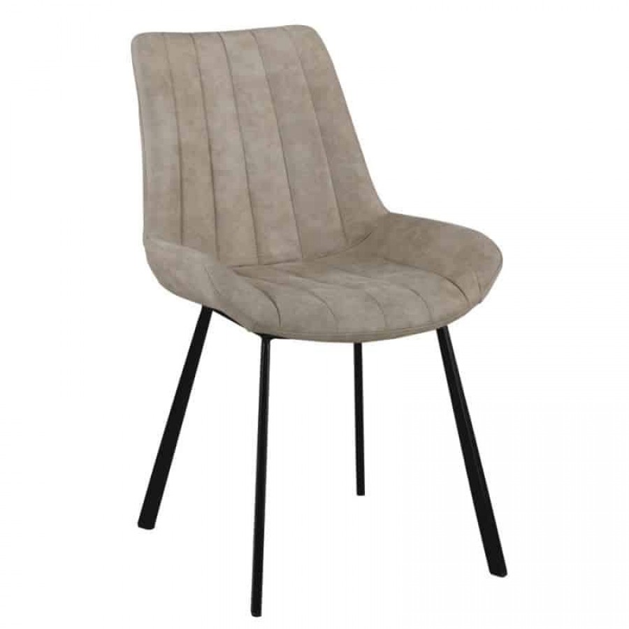  MATT Καρέκλα Τραπεζαρίας Μέταλλο Βαφή Μαύρο, Ύφασμα Suede Μπεζ 55x61x88cm Woodwell ΕΜ790,3 Καρέκλες